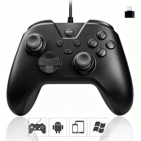 Joso Wired Gaming Controller with 1000Hz Polling Rate, USB Gamepad for Android, Switch, PC & PS4, Turbo and Adjustable Dual Vibration, 6.6-Foot Cable, USB C Adapter Included in Saudi Arabia
