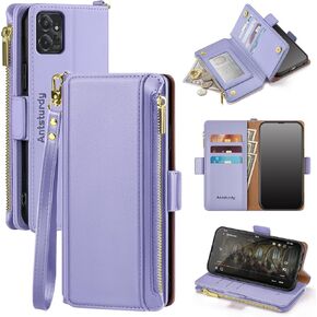 Antsturdy Compatible with Motorola Moto G Power 5G 2023 Wallet Case with Card Holder,Women Men PU Leather Flip Phone Case RFID Blocking Stand Wrist Strap Zipper Credit Card Slots,Light Brown in Saudi Arabia