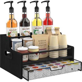 Homode Coffee Syrup Organizer Rack, 3-Tier 8 Bottles Syrup Stand in Saudi Arabia