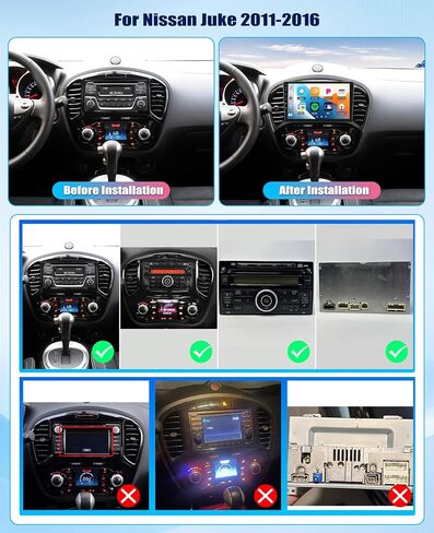 6+128G 8 Core Android 15 Car Radio Stereo for Nissan Juke 2011-2016 with Wireless CarPlay Android Auto, 9'' Touchscreen with WiFi GPS Mirror Link Bluetooth FM RDS DSP EQ SWC Backup Camera in Saudi Arabia