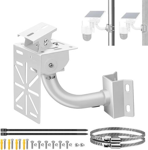 Security Camera Solar Panel Mount, 2-in-1 Aluminum Alloy Bracket for Corner & Pole, Heavy Duty Waterproof Rust-Proof Mount Kit for CCTV Dome/IP Cameras, Indoor/Outdoor Use in Saudi Arabia