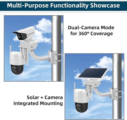 Security Camera Solar Panel Mount, 2-in-1 Aluminum Alloy Bracket for Corner & Pole, Heavy Duty Waterproof Rust-Proof Mount Kit for CCTV Dome/IP Cameras, Indoor/Outdoor Use in Saudi Arabia