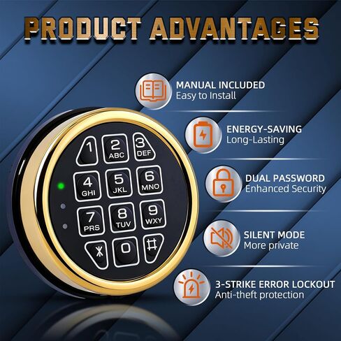 Electronic Gun Safe Lock Replacement Keypad with Solenoid Lock - Gold in Saudi Arabia
