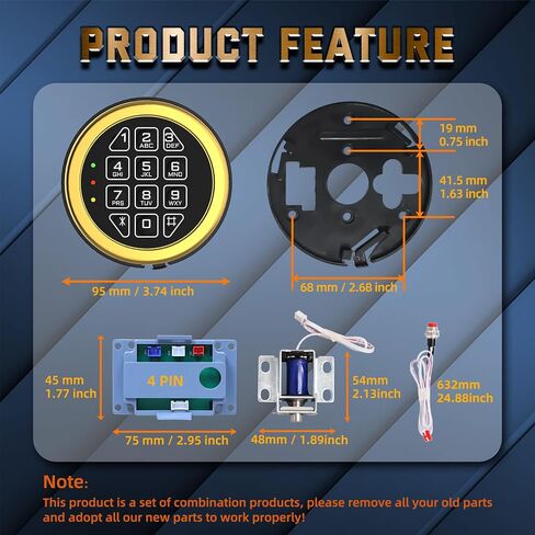 Electronic Gun Safe Lock Replacement Keypad with Solenoid Lock - Gold in Saudi Arabia