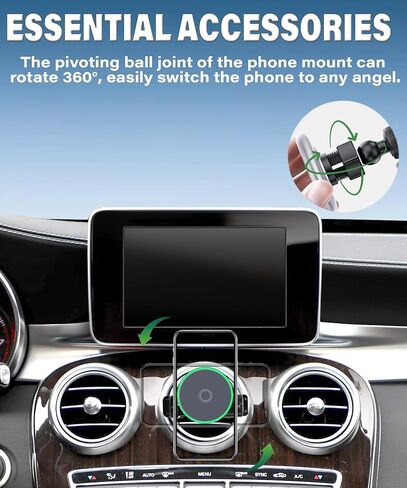 Car Phone Holder for Mercedes Benz C-Class E-Class S-Class B-Class A-Class GLC/GLE/GLS/GLB/GLA-Class 2016-2025 Accessories 15W Fast Wireless Charger Cell Phone Mount 360° Rotation in Saudi Arabia