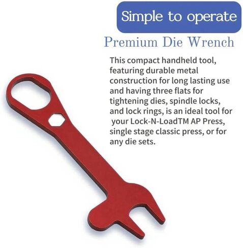 Deluxe Die Wrench for Hornady Lock N Load 396495, Wrench for 3/4 inch Die Flats, 1/2 inch Spindle Lock, 1-1/8 inch Split Lock Rings (Original Red) in Saudi Arabia