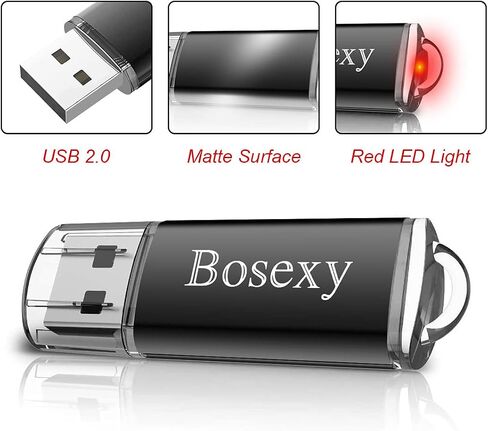 محرك أقراص فلاش 8 جيجابايت، 10 عبوات من محرك الإبهام Bosexy، محرك أقراص USB كبير الحجم مع مؤشر LED باللون الأسود in Kuwait