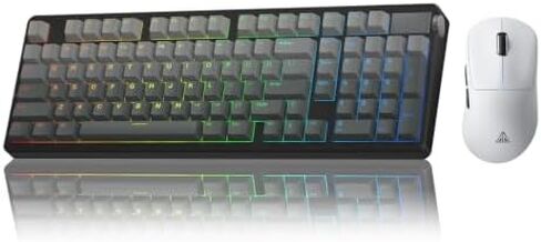 LEOBOG A98 Wireless Mechanical Keyboard and Mouse Combo, RGB Backlit Rechargeable 8000mAh Battery, Creamy Keyboard with Number Pad+ 2400DPI Mice, Programmable Keyboard Mouse with Software for PC Gamer in Kuwait