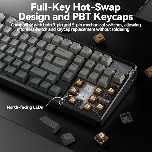 LEOBOG A98 Wireless Mechanical Keyboard and Mouse Combo, RGB Backlit Rechargeable 8000mAh Battery, Creamy Keyboard with Number Pad+ 2400DPI Mice, Programmable Keyboard Mouse with Software for PC Gamer in Kuwait