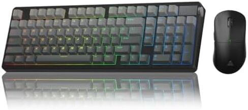 LEOBOG A98 Wireless Mechanical Keyboard and Mouse Combo, RGB Backlit Rechargeable 8000mAh Battery, Creamy Keyboard with Number Pad+ 2400DPI Mice, Programmable Keyboard Mouse with Software for PC Gamer in Kuwait