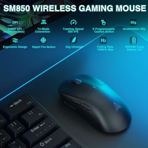 LEOBOG A98 Wireless Mechanical Keyboard and Mouse Combo, RGB Backlit Rechargeable 8000mAh Battery, Creamy Keyboard with Number Pad+ 2400DPI Mice, Programmable Keyboard Mouse with Software for PC Gamer in Kuwait