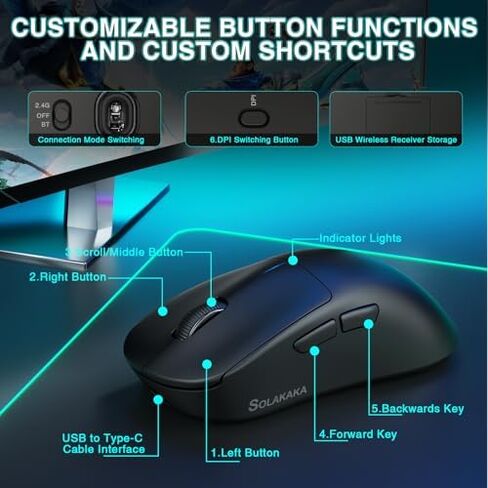 LEOBOG A98 Wireless Mechanical Keyboard and Mouse Combo, RGB Backlit Rechargeable 8000mAh Battery, Creamy Keyboard with Number Pad+ 2400DPI Mice, Programmable Keyboard Mouse with Software for PC Gamer in Kuwait