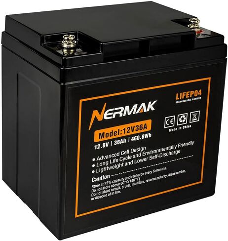 NERMAK 12V 36Ah Lithium Ion LiFePO4 Deep Cycle Rechargeable Battery,40A BMS in Kuwait