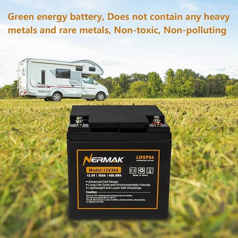 NERMAK 12V 36Ah Lithium Ion LiFePO4 Deep Cycle Rechargeable Battery,40A BMS in Kuwait