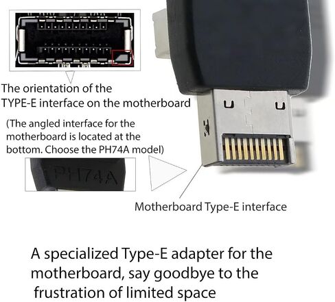 Right Angle USB 3.1 Type-E Adapter, 90 Degree Rotating Elbow USB 3.1 E Plug Converter, with Computer Motherboard Shell PH74A in Saudi Arabia