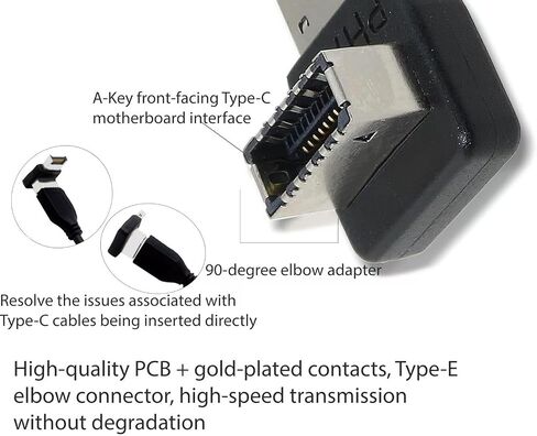 Right Angle USB 3.1 Type-E Adapter, 90 Degree Rotating Elbow USB 3.1 E Plug Converter, with Computer Motherboard Shell PH74A in Saudi Arabia