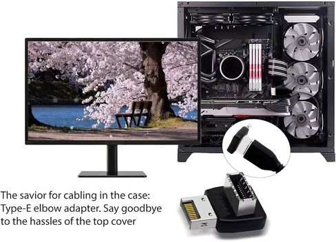 Right Angle USB 3.1 Type-E Adapter, 90 Degree Rotating Elbow USB 3.1 E Plug Converter, with Computer Motherboard Shell PH74A in Saudi Arabia