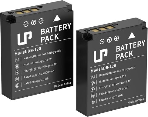 LP DB-120 Replacement Battery, 2 Pack 2000mAh Rechargeable Lithium-Ion Battery Compatible with Ricoh GR IV/GR4 Digital Camera, Up to 250 Shots in Kuwait