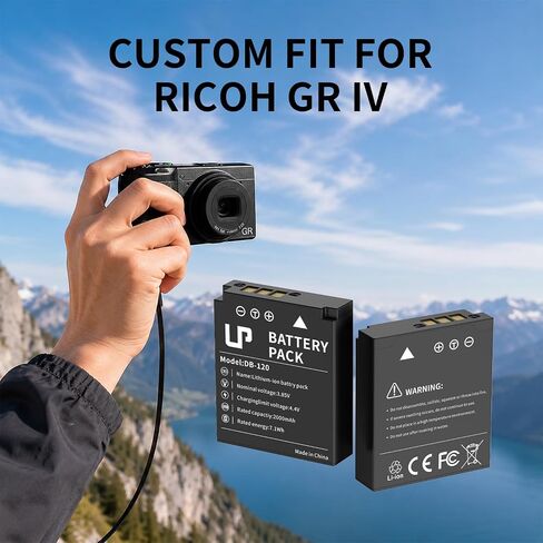 LP DB-120 Replacement Battery, 2 Pack 2000mAh Rechargeable Lithium-Ion Battery Compatible with Ricoh GR IV/GR4 Digital Camera, Up to 250 Shots in Kuwait