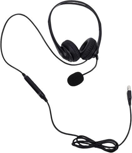 USB Headset with Mic Intuitive Line Control LED Lights Wired Headphones for Clear Calls, Professional Work, Volume Control, Black in Kuwait