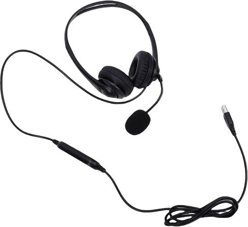 USB Headset with Mic Intuitive Line Control LED Lights Wired Headphones for Clear Calls, Professional Work, Volume Control, Black in Kuwait