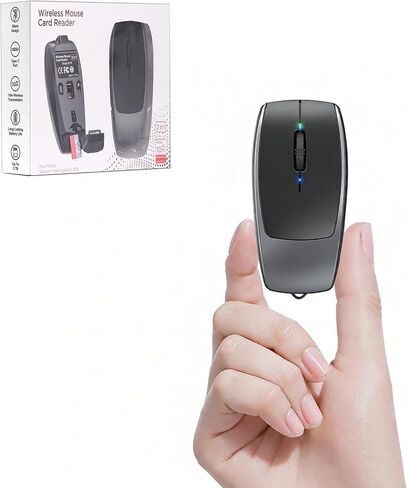 Bluetooth Mouse, Upgrade Mini Wireless 2in1 Mouse and TF Card Reader, Silent Small Ergonomic 1600D-PI Finger Mice Rechargeable Travel Portable Handheld Air Mouse with Lanyard for Laptop PC iPad Mac in Kuwait