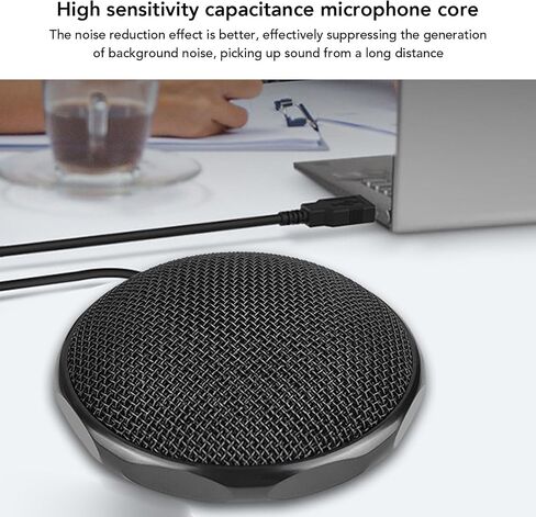 Conference USB Microphone with Clear Sound for Meetings Gaming and Online Classes in Black in Saudi Arabia