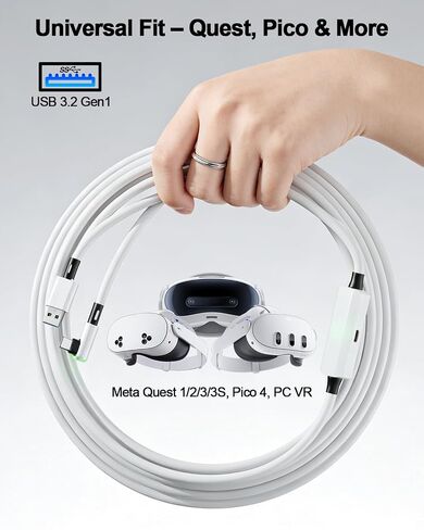 كابل VR Link بطول 16 قدم مع منفذ شحن إضافي لـ Meta Quest 3/3S/2 وPico 4 in Kuwait