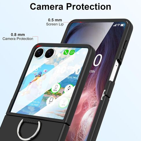 for Samsung Galaxy Z Flip 8 Case Ring Shockproof Protective Cover Flip Z 8 Phone Case for Galaxy Z Flip 8 5G 2026 - Black in Saudi Arabia