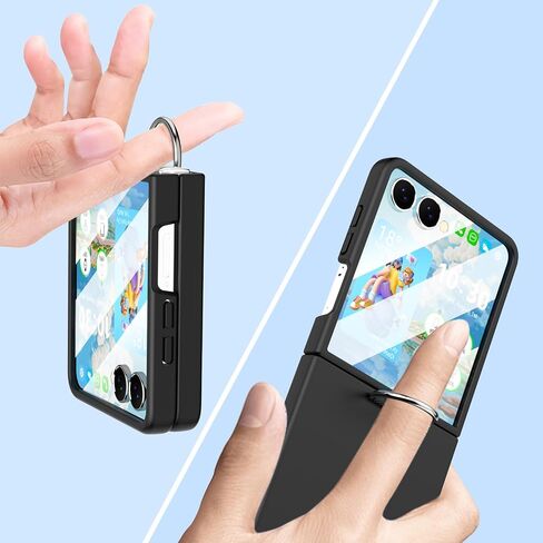 for Samsung Galaxy Z Flip 8 Case Ring Shockproof Protective Cover Flip Z 8 Phone Case for Galaxy Z Flip 8 5G 2026 - Black in Saudi Arabia