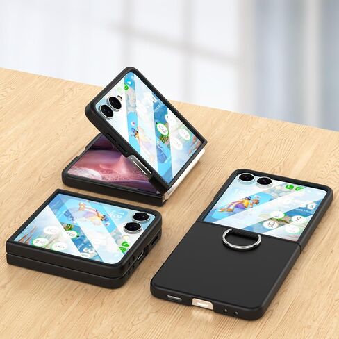 for Samsung Galaxy Z Flip 8 Case Ring Shockproof Protective Cover Flip Z 8 Phone Case for Galaxy Z Flip 8 5G 2026 - Black in Saudi Arabia