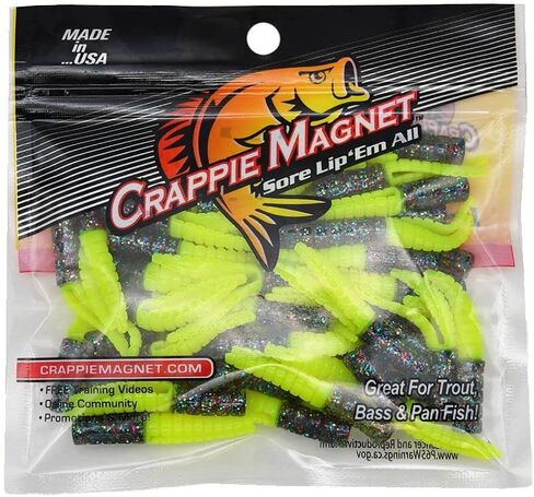 Crappie Magnet 50-Pack Split-Tail Grub Body Pack, One of The Top Vertical Fishing Jigs for Crappie, Freshwater Fishing Accessories, Mardis Gras Chart in Kuwait