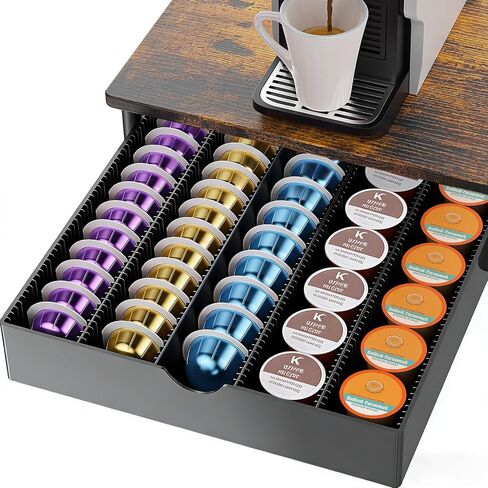 gianotter Crystal Tempered Glass Vertuo Pod Holder Drawer, Compatible with Nespresso Vertuo Capsules, Compatible with 40 Large or 60 Small Nespresso Capsule Organizer (transparent) in Saudi Arabia