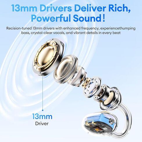 2 in 1 Clip on Open Ear Headphones Wireless Earbuds, 0 Delay Bluetooth 6.0, Ultra-long 140H Play, Auto L-R Recognition Touch Control, Hybrid Noise Reduction for Work Fitness Daily Use, Ctbuds Black in Kuwait