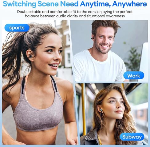 2 in 1 Clip on Open Ear Headphones Wireless Earbuds, 0 Delay Bluetooth 6.0, Ultra-long 140H Play, Auto L-R Recognition Touch Control, Hybrid Noise Reduction for Work Fitness Daily Use, Ctbuds Black in Kuwait