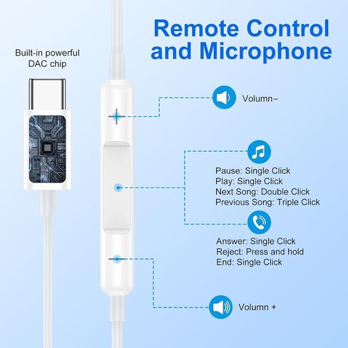 USB C Headphone Wired Earbuds for iPhone 17e 17 Pro Max 16e 16 15 Pro Max in Kuwait