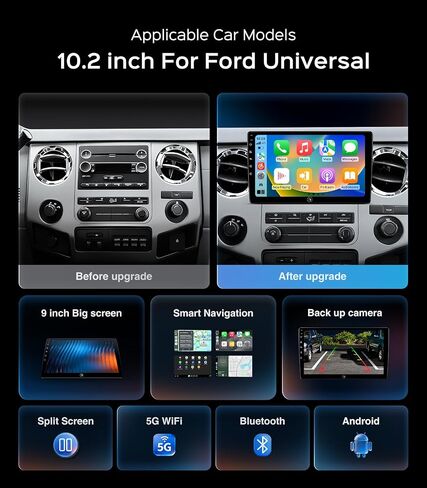 AINAVI 10" Car Radio for Ford F150(2004-2008) F250/F350/450/550(2008-2016) E150/250/350/ECONOLINE Van(2009-2016) Focus/Fusion(2005-2007) WiFi/Wireless CarPlay/Android Auto/HD Touchscreen/GPS/2GB+64GB in Saudi Arabia
