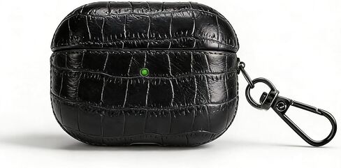 for AirPods Pro 3 Leather Case, Crocodile-Embossed Protective Holder Cover with Keychain, Compatible with AirPods Pro 3rd Generation 2025/2026, Front LED Visible, Black in Saudi Arabia
