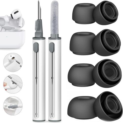 4 Pair Memory Foam Ear Tips for AirPods Pro 1st/2nd Gen – Enhanced Comfort, Noise Cancellation & Secure Fit with Storage Box & Cleaning Pen Foam Earbud Tips (Gray) in Saudi Arabia