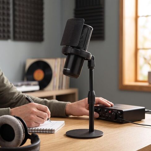 USB Condenser Microphone with Real Time Gain Control and RGB Light for Streaming PC and Gaming Setup in Saudi Arabia