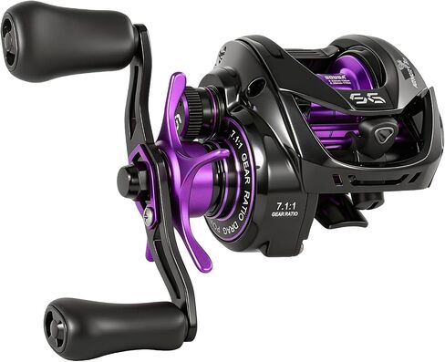 بكرة SOUGA DC Baitcaster مع نظام مغناطيسي ذكي مضاد لرد الفعل العكسي، بكرة صب الطعم خفيفة للغاية 184 جرام، أقصى سحب 33 رطل، نسبة تروس عالية السرعة 7.1:1، سحب سهل للصب للبطولات والصيادين المبتدئين in Kuwait