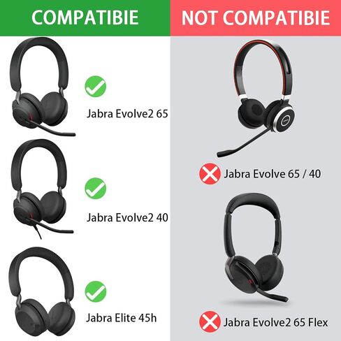 Defean Earpads for Jabra Evolve2 65/Evolve2 40/Elite 45h Headset-Black in Kuwait