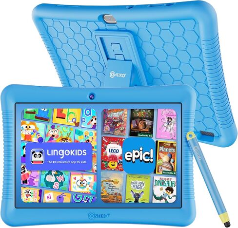 Contixo 10" Android Kids Tablet 32GB - Includes Exclusive Games and Educational Apps, Parental Controls, Kid-Proof Case with Kickstand & Stylus - Blue in Kuwait