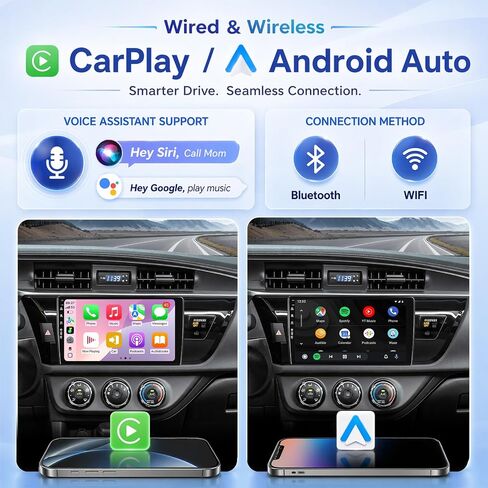 5G-WiFi6 (4Core 64G ROM) Car Radio Stereo for Toyota Corolla 2014-2016,10 inch Touch Screen Head Unit with Wireless Carplay Android Auto GPS Bluetooth SWC FM HD Backup Camera in Saudi Arabia