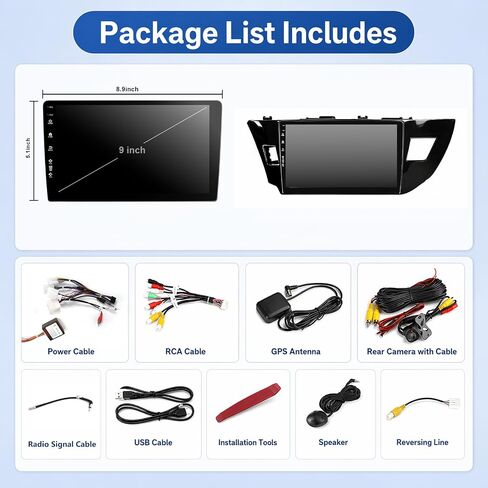 5G-WiFi6 (4Core 64G ROM) Car Radio Stereo for Toyota Corolla 2014-2016,10 inch Touch Screen Head Unit with Wireless Carplay Android Auto GPS Bluetooth SWC FM HD Backup Camera in Saudi Arabia