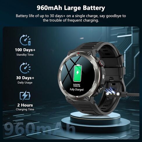 Military Tactical Smart Watches for Men with Compass/Flashlight in Saudi Arabia