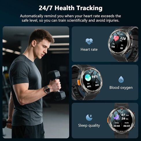 Military Tactical Smart Watches for Men with Compass/Flashlight in Saudi Arabia