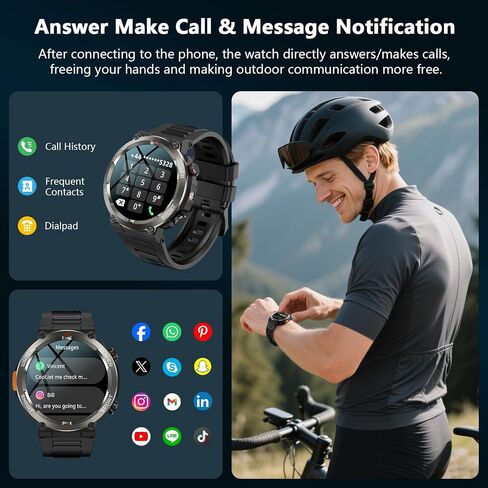 Military Tactical Smart Watches for Men with Compass/Flashlight in Saudi Arabia