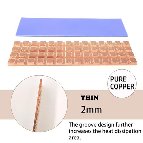 M.2 Heatsink 67x18x2mm PS5 2280 SSD Pure Copper Heatsink Kit Cooler Heat Sink with Silicone Based Thermal Pad for Cooling M.2 SSD NVME Laptop in Kuwait