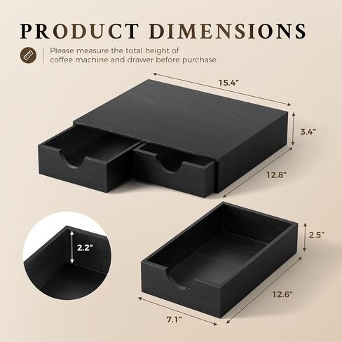 Mustry Wooden K Cup Holder, 36 Pod Capacity, Black K Cup Drawer Organizer in Saudi Arabia